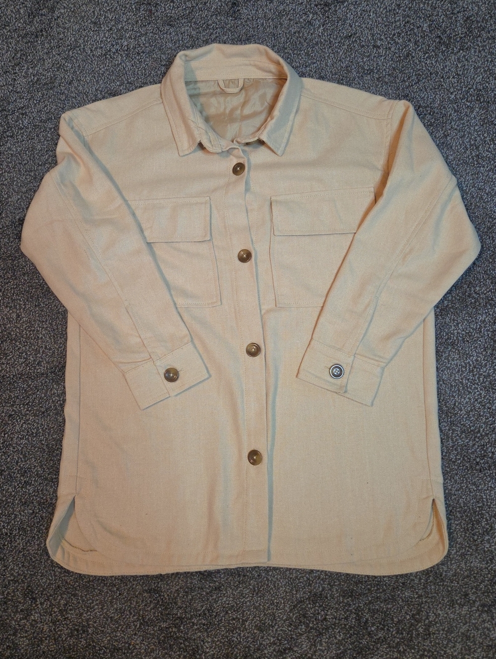 Serra Women's Beige Button-Front Jean Shacket